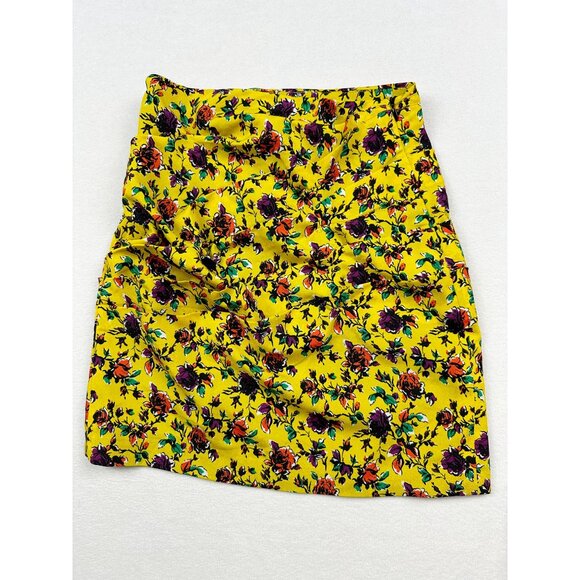 Zara Womens Faux Wrap Mini Skirt Size XS Floral Yellow - Picture 3 of 11